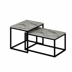 Set 2 masute cafea AMSTERDAM OCN-31677, alb/negru