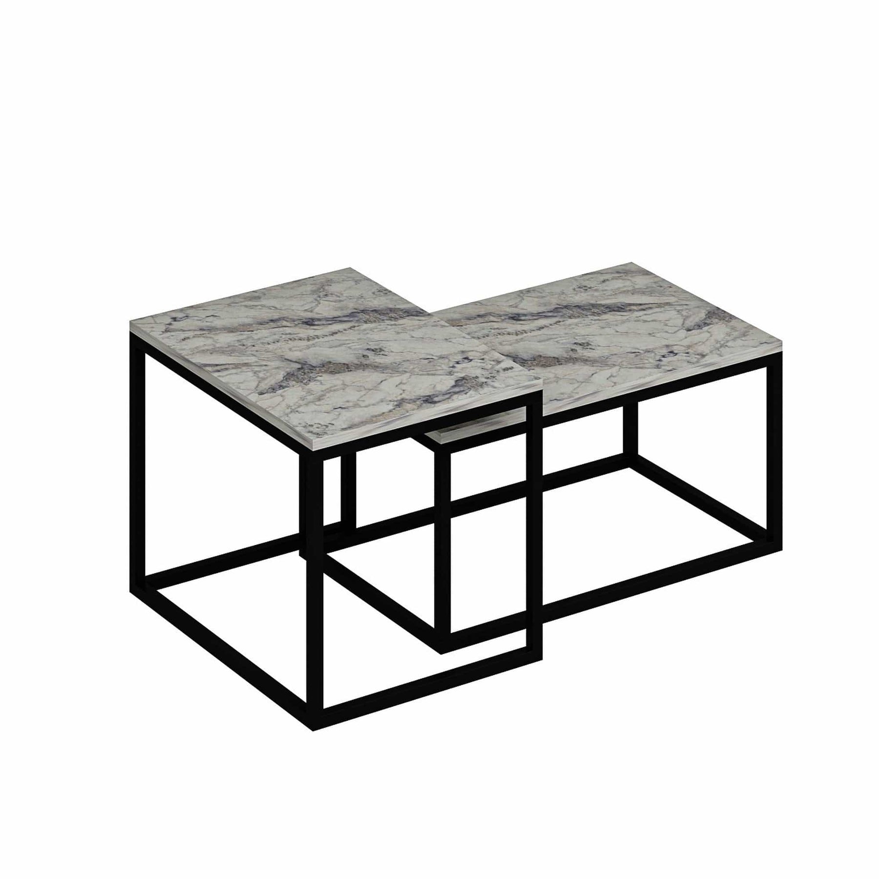 Set 2 masute cafea AMSTERDAM OCN-31677, alb/negru