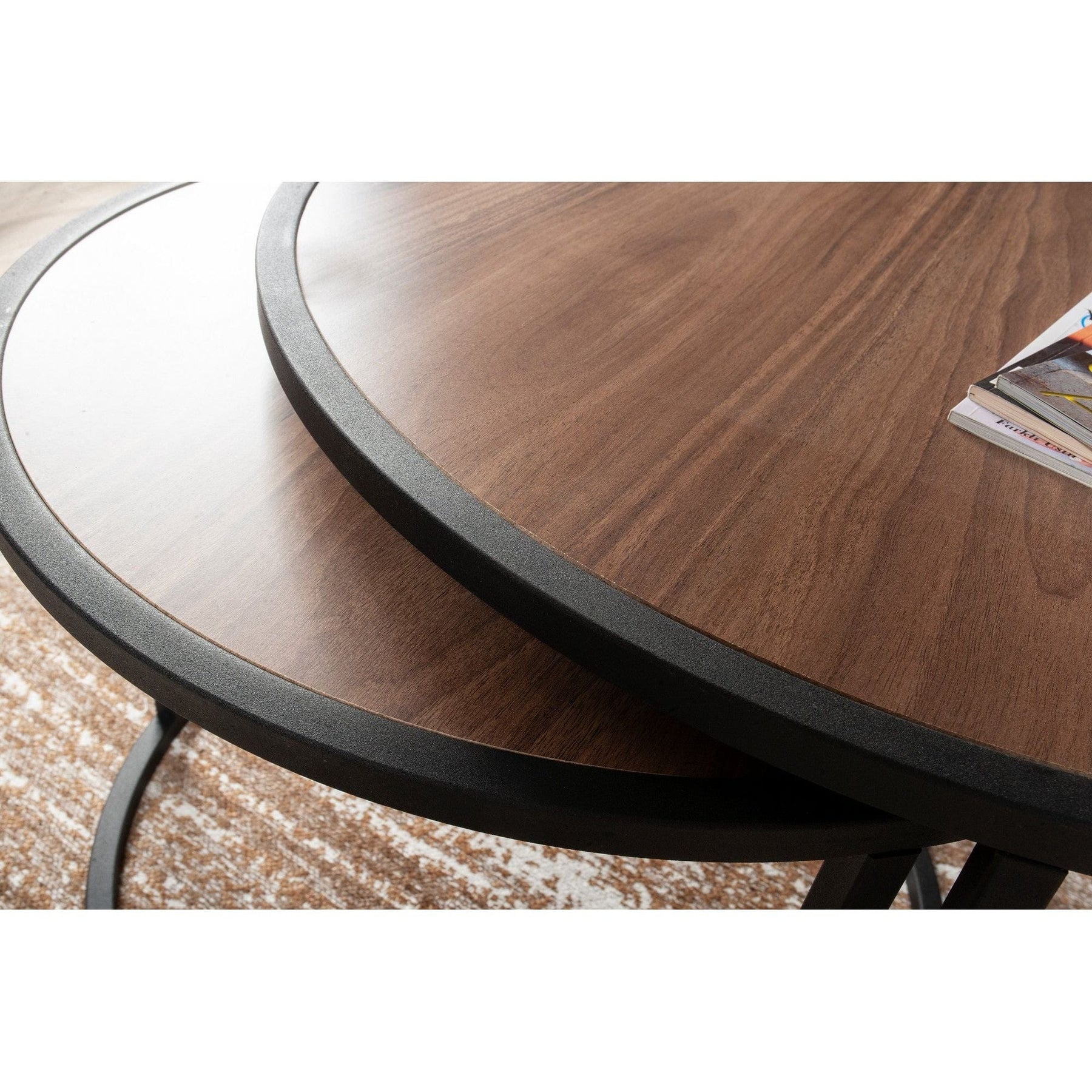 Set de 2 măsuțe de cafea din nuc și negru, ideale pentru living – primabucata