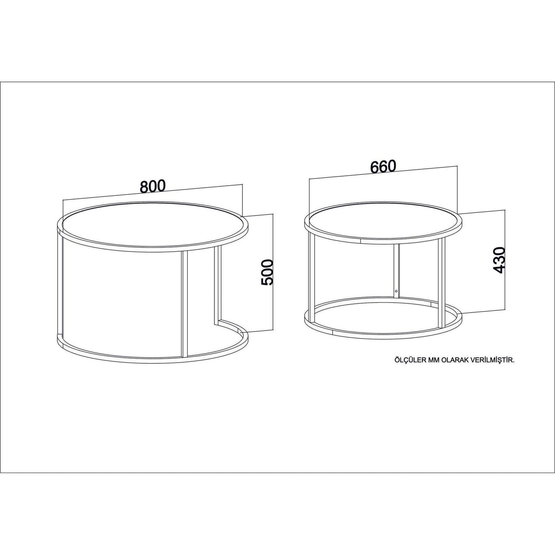 Set 2 masute cafea AMSTERDAM OCN-31768, nuc/negru