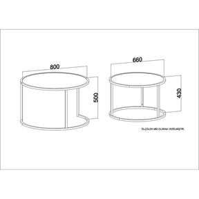 Set 2 masute cafea AMSTERDAM OCN-31768, nuc/negru