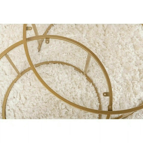 Set 2 masute cafea AURUM, transparent/auriu, sticla/metal