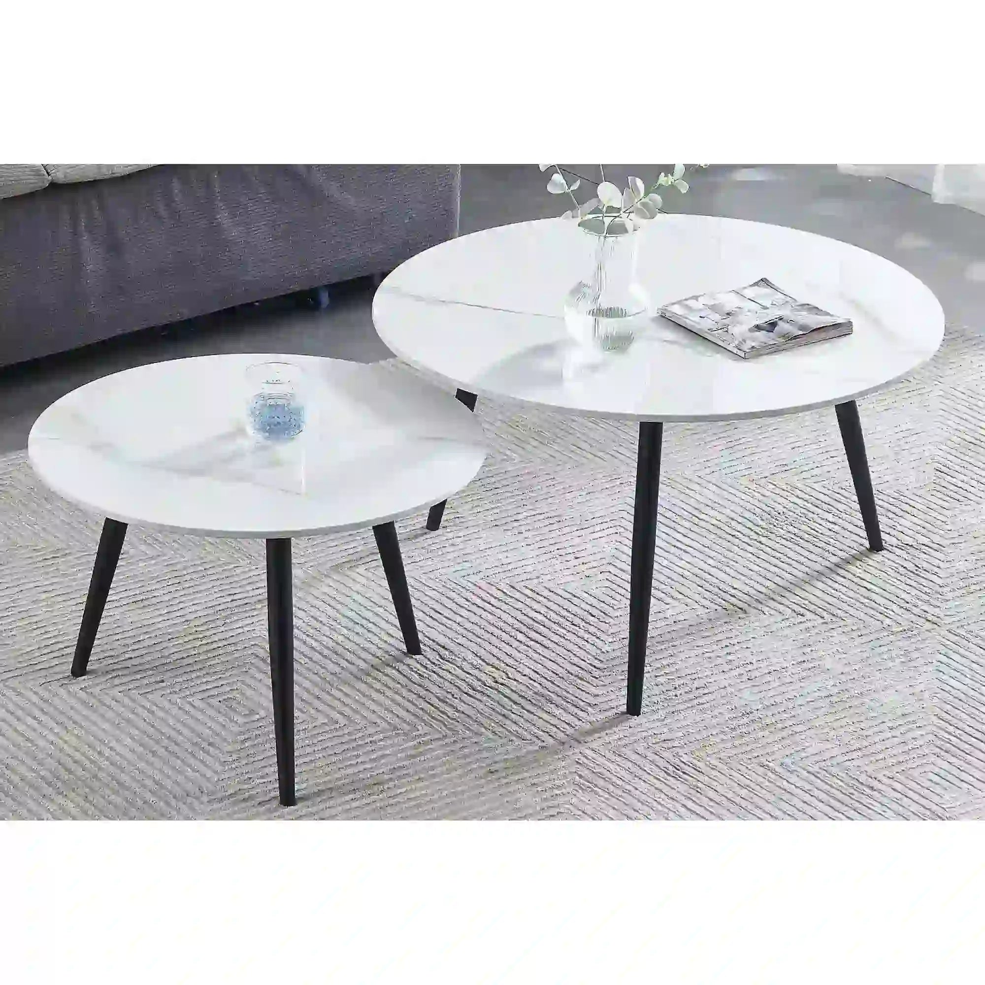 Set 2 masute cafea DETROIT OCN-39097, alb/negru