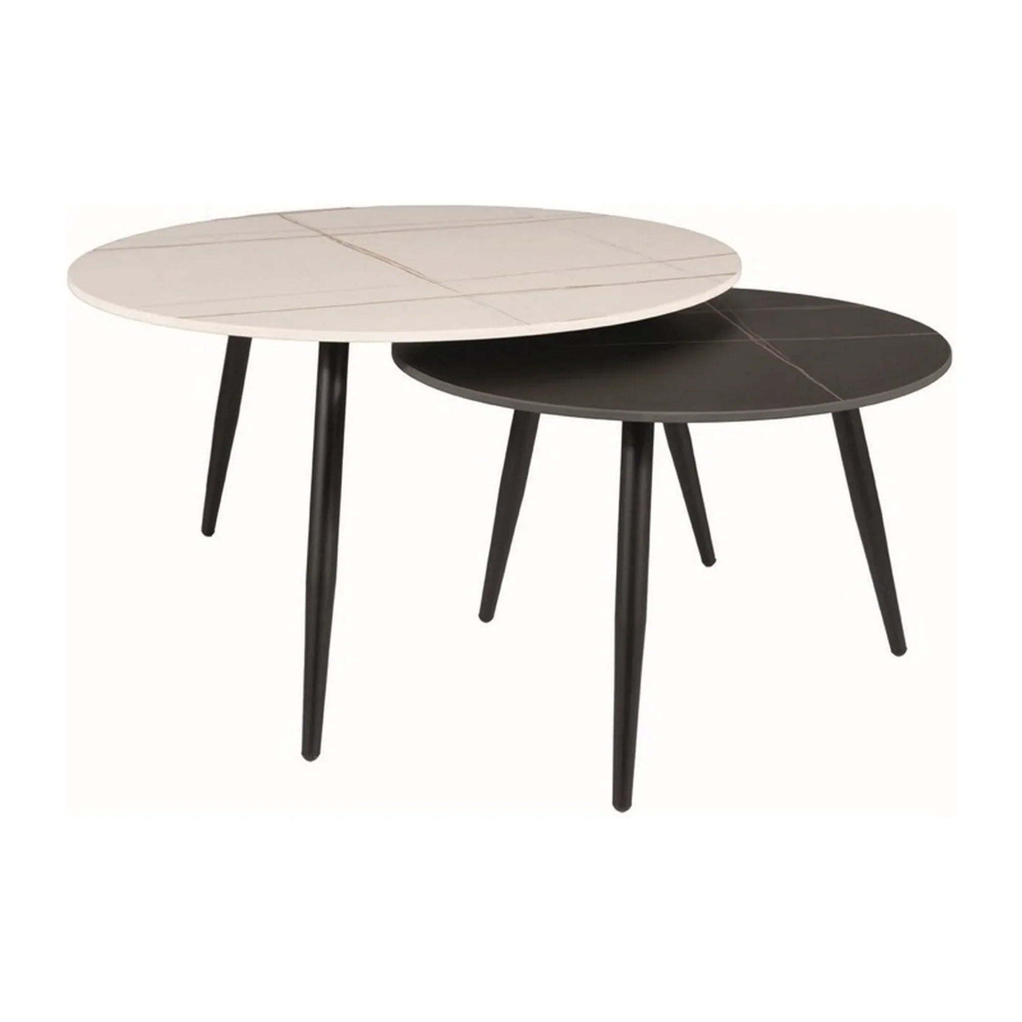 Set 2 masute cafea DETROIT OCN-39098, alb/negru