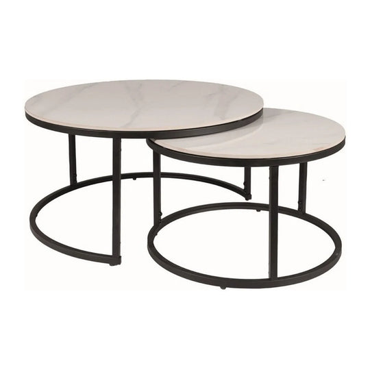 Set 2 masute cafea DETROIT OCN-39114, alb/negru