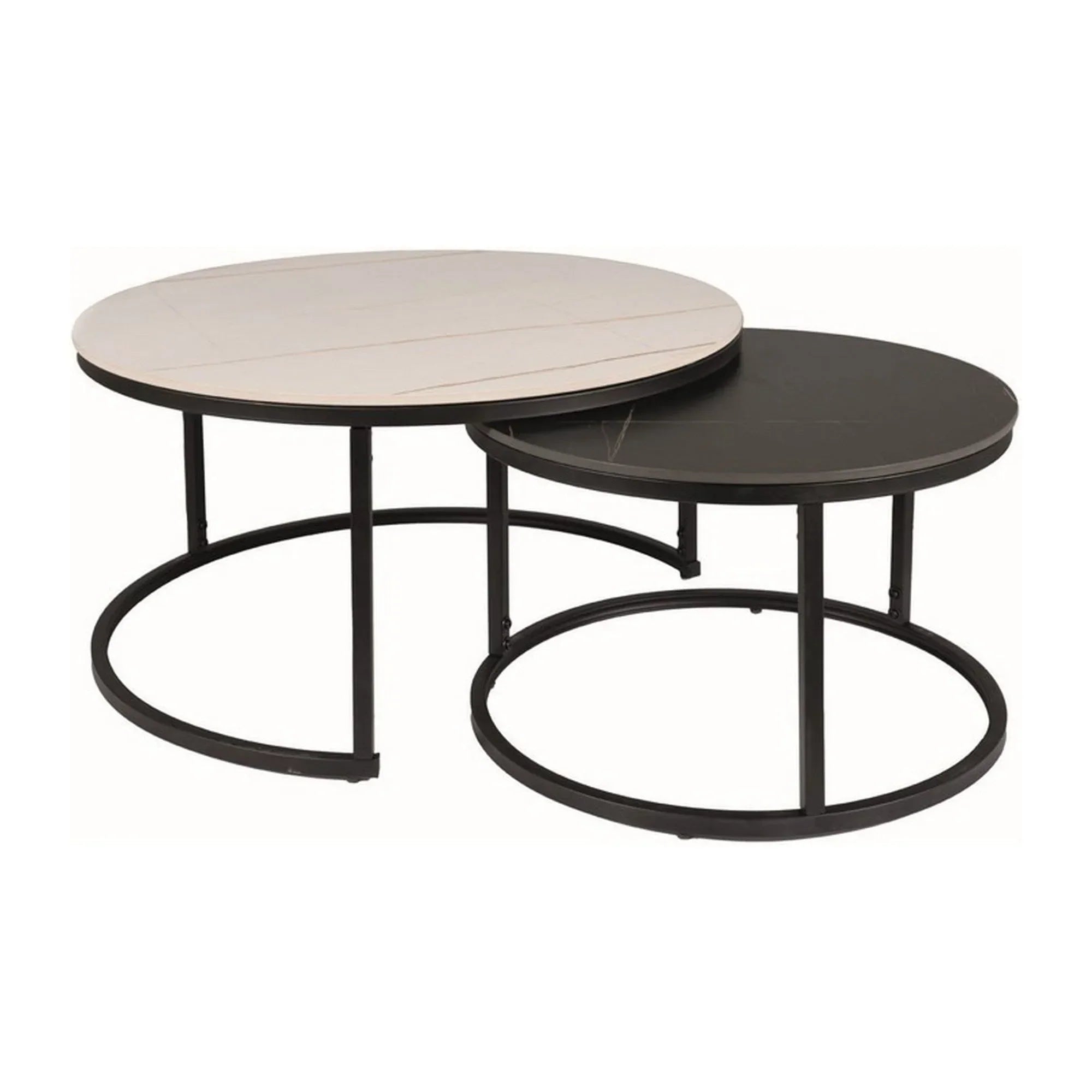 Set 2 masute cafea DETROIT OCN-39115, alb/negru