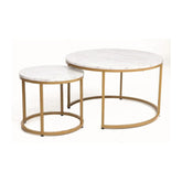 Set 2 masute cafea DETROIT OCN-39122, alb/auriu