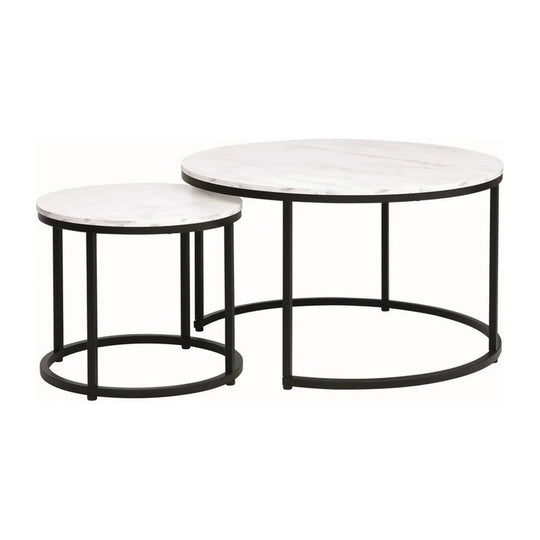 Set 2 masute cafea DETROIT OCN-39123, alb/negru