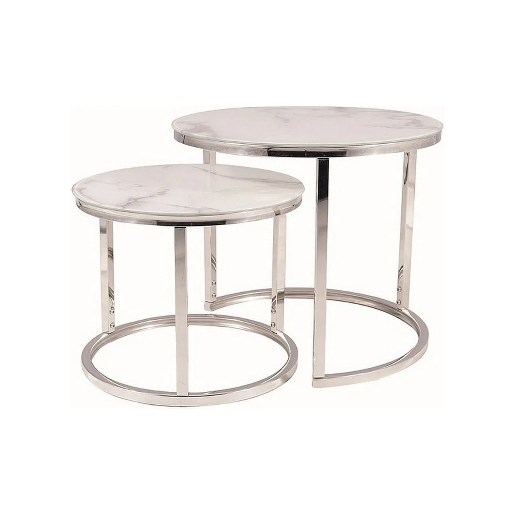 Set 2 masute cafea DETROIT OCN-39126, alb/crom