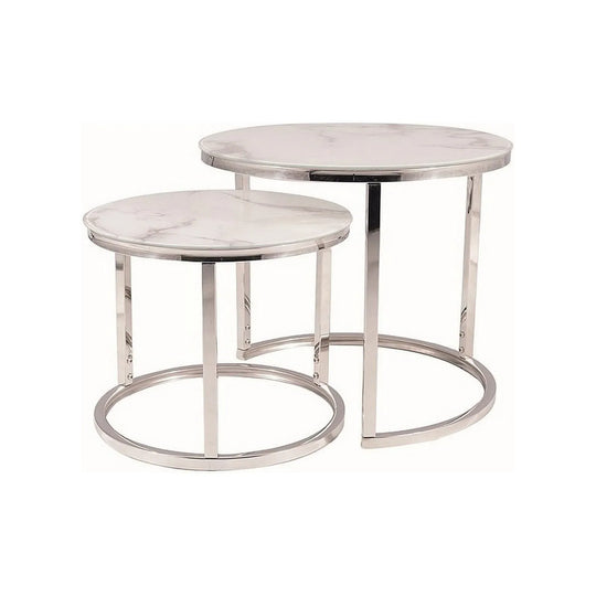 Set 2 masute cafea DETROIT OCN-39126, alb/crom