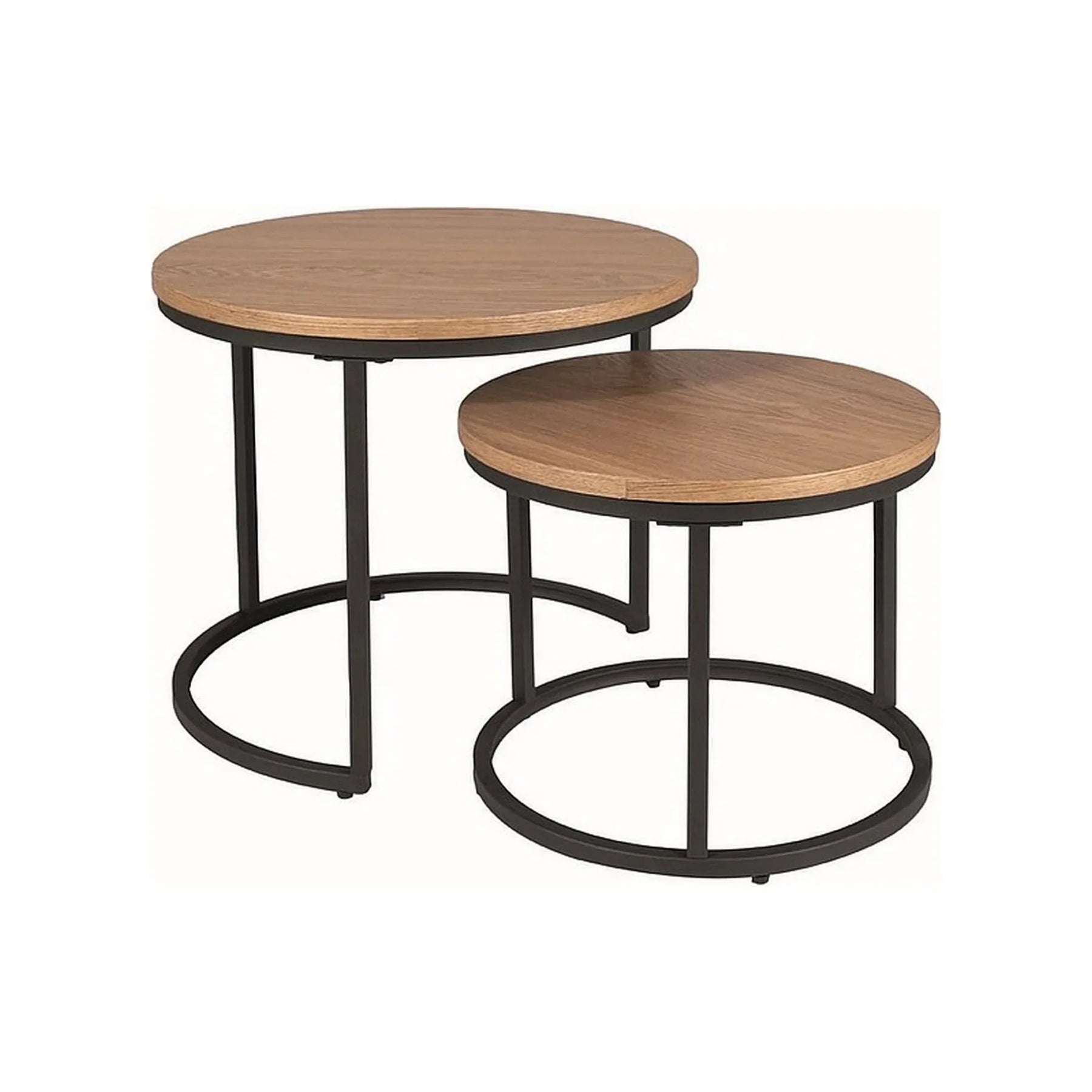 Set de 2 măsuțe de cafea stejar/negru, ideale pentru un living modern – primabucata