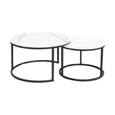 Set de 2 măsuțe de cafea alb-negru cu design modern, ideale pentru living – primabucata