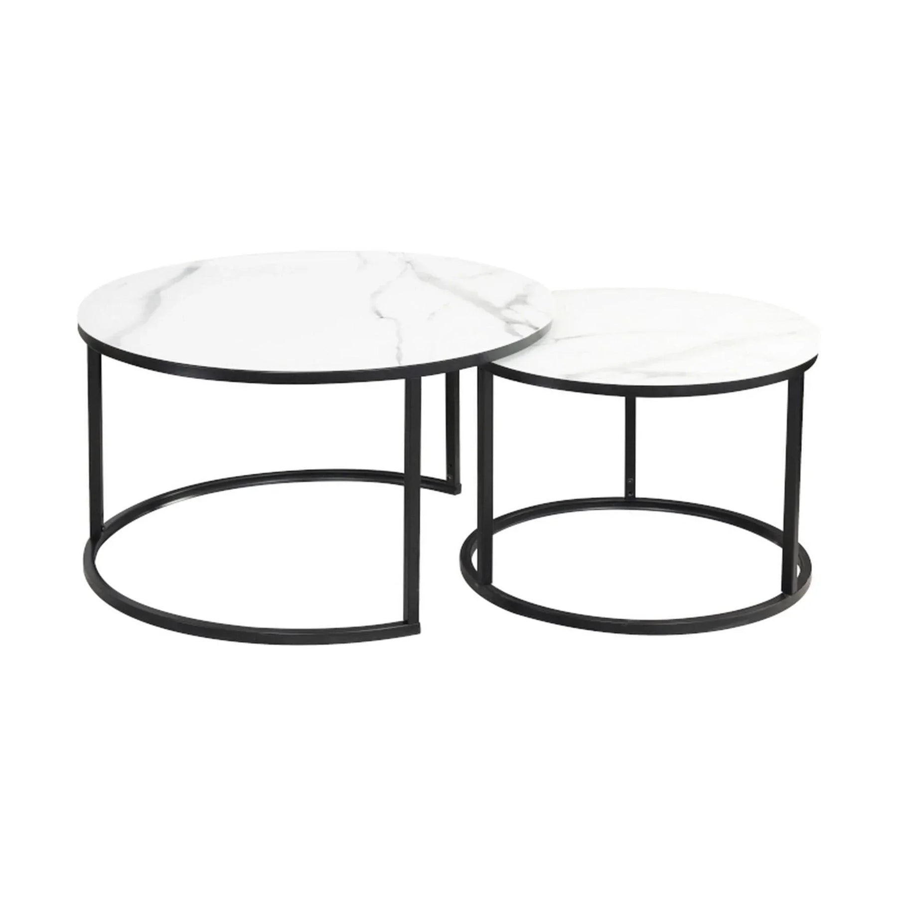 Set de 2 măsuțe de cafea alb-negru cu design modern, ideale pentru living – primabucata