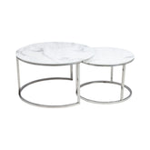 Set de 2 măsuțe de cafea alb cu crom, ideale pentru un living modern – primabucata