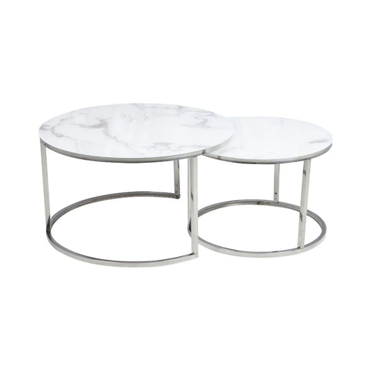 Set 2 masute cafea DETROIT OCN-39136, alb/crom