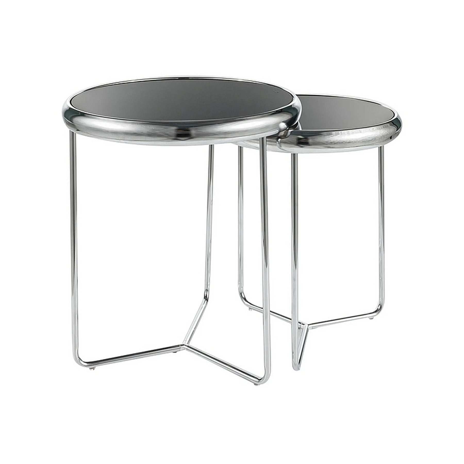 Set 2 masute cafea DETROIT OCN-39244, negru/argintiu