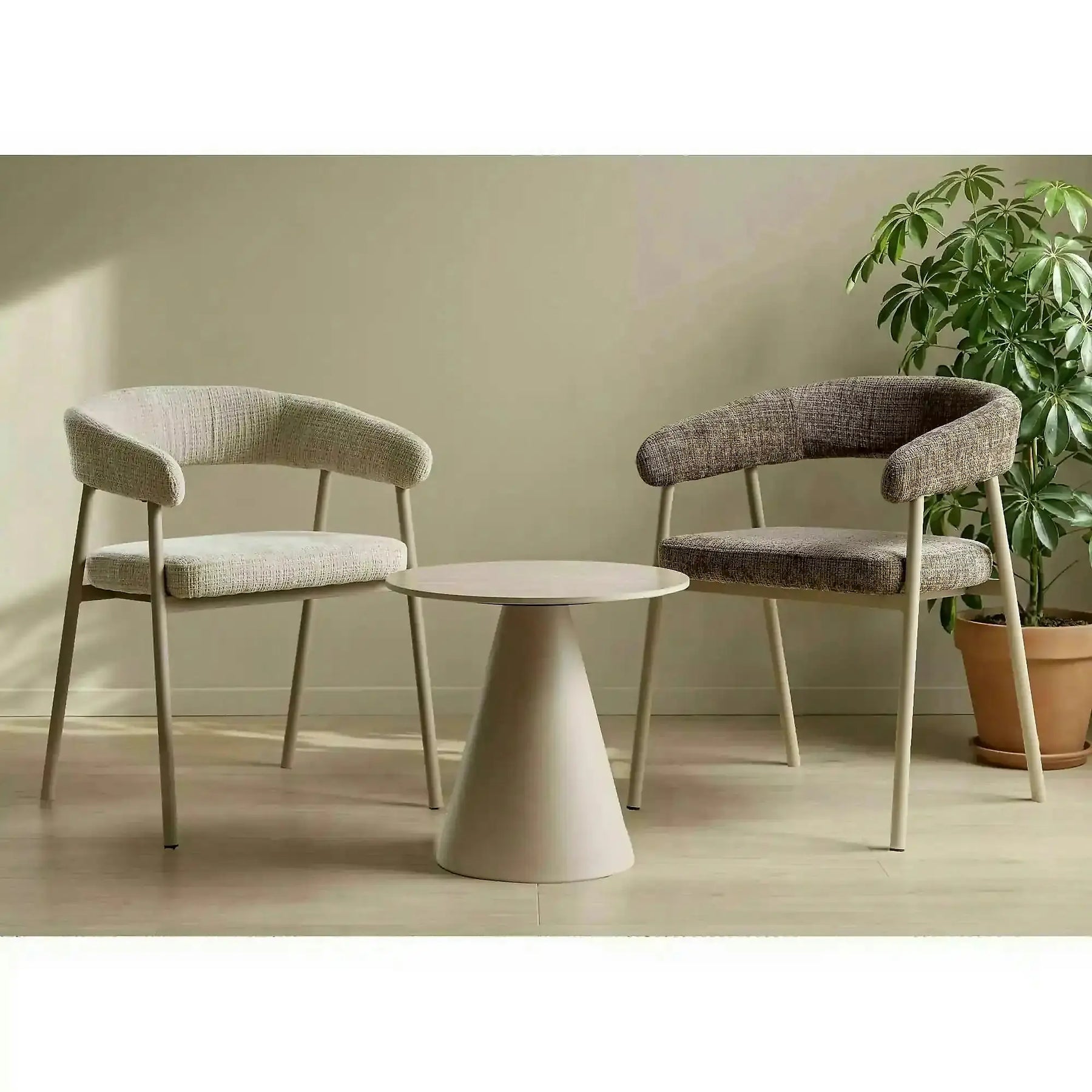 Set 2 măsuțe cafea HILL II, bej/cașmir, ceramică/metal