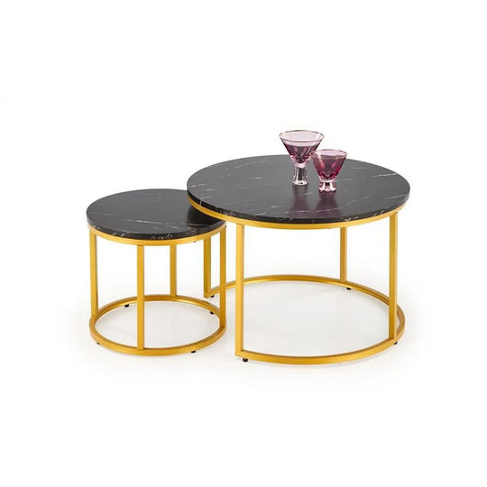 Set 2 masute cafea HOUSTON OCN-37036, negru/auriu