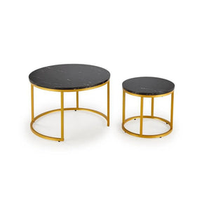 Set 2 masute cafea HOUSTON OCN-37036, negru/auriu