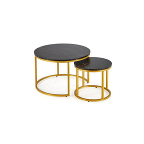 Set 2 masute cafea HOUSTON OCN-37036, negru/auriu