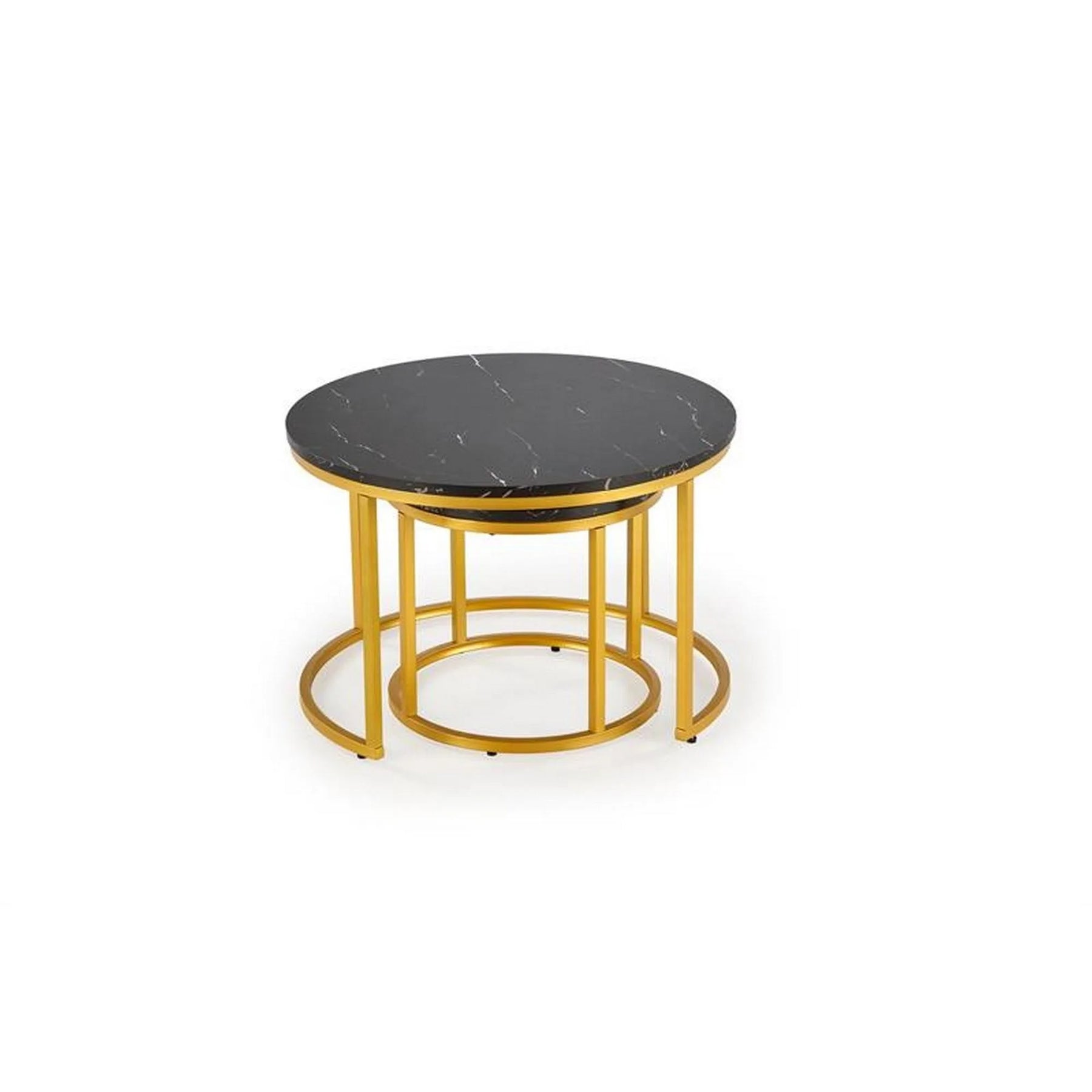 Set 2 masute cafea HOUSTON OCN-37036, negru/auriu
