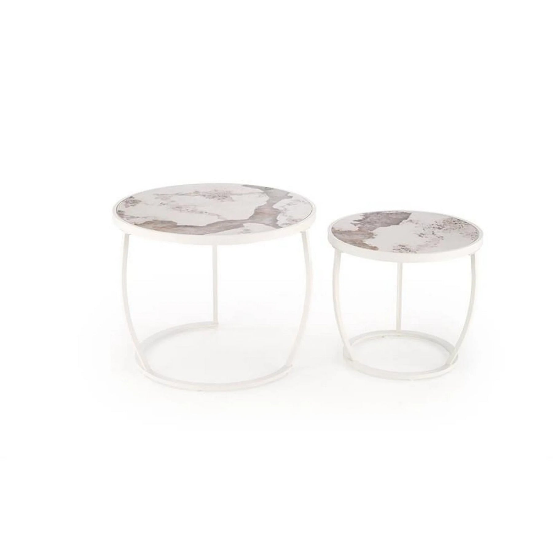 Set 2 masute cafea HOUSTON OCN-37044, bej/marmura/alb