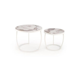 Set 2 masute cafea HOUSTON OCN-37044, bej/marmura/alb