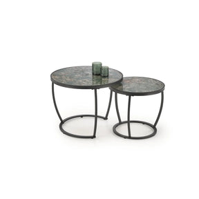 Set 2 masute cafea HOUSTON OCN-37045, verde/marmura/negru