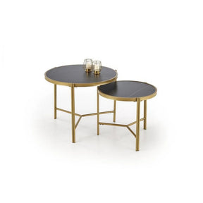 Set 2 masute cafea HOUSTON OCN-37046, negru/auriu