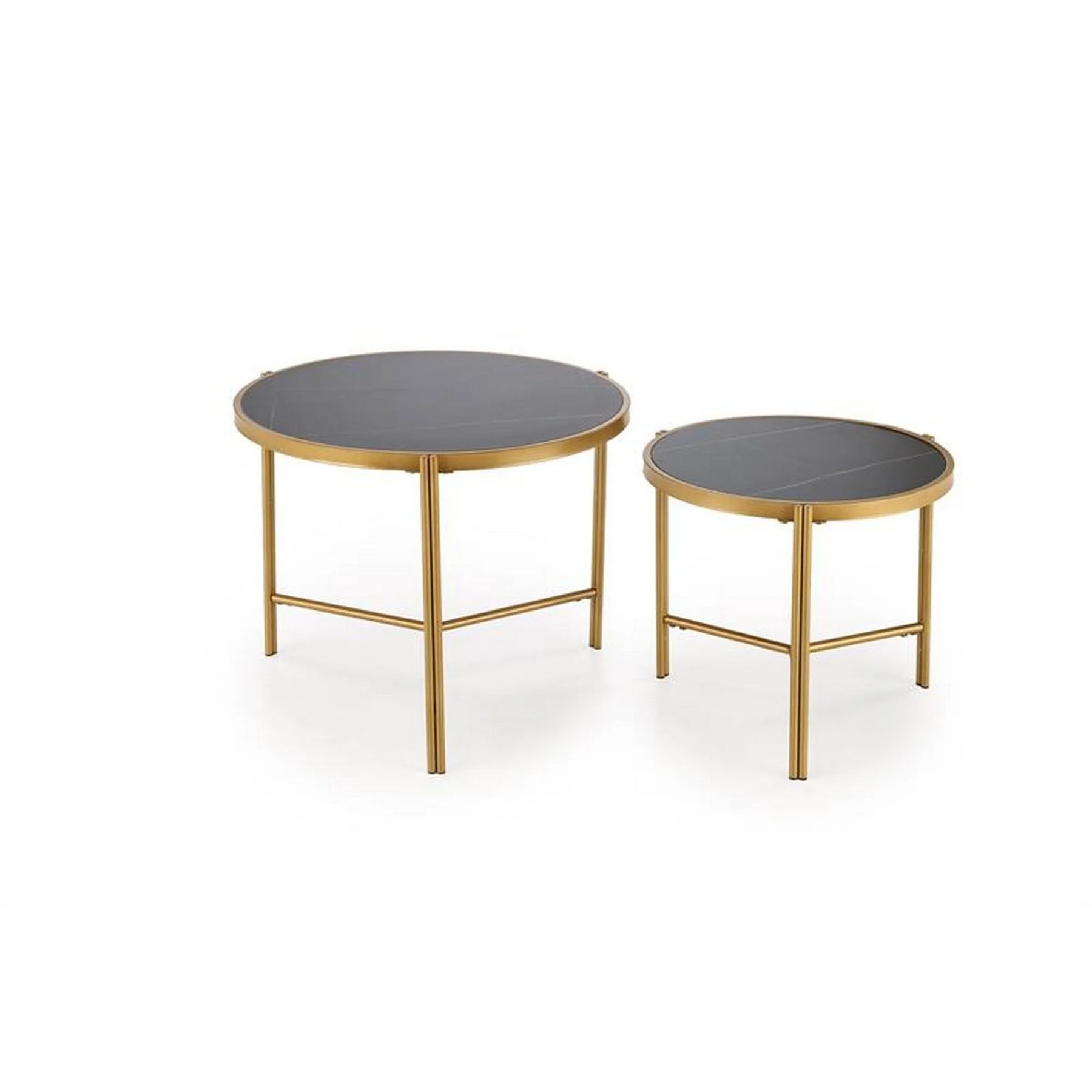 Set 2 masute cafea HOUSTON OCN-37046, negru/auriu