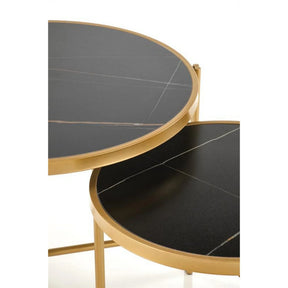 Set 2 masute cafea HOUSTON OCN-37046, negru/auriu