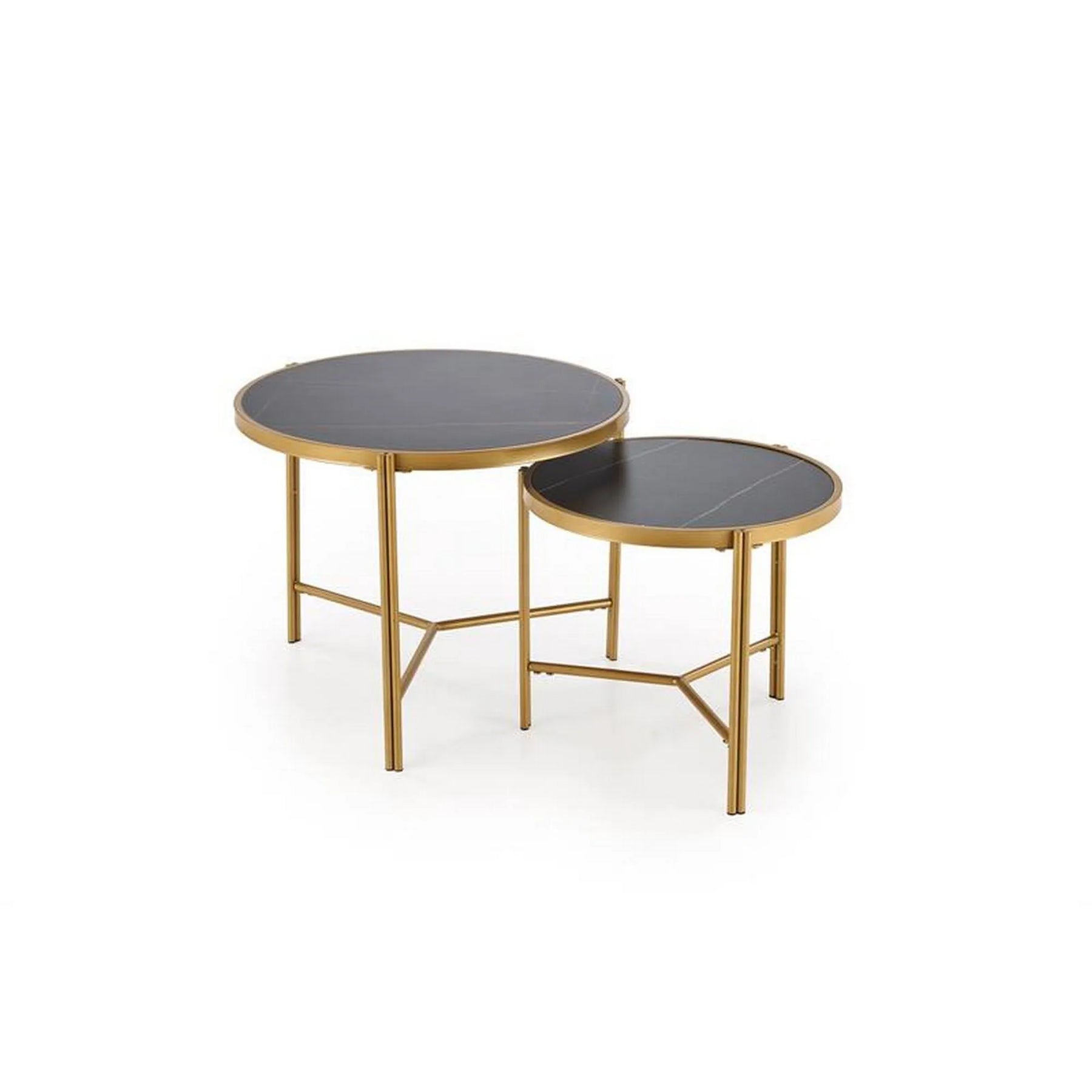Set 2 masute cafea HOUSTON OCN-37046, negru/auriu