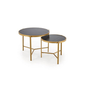 Set 2 masute cafea HOUSTON OCN-37046, negru/auriu