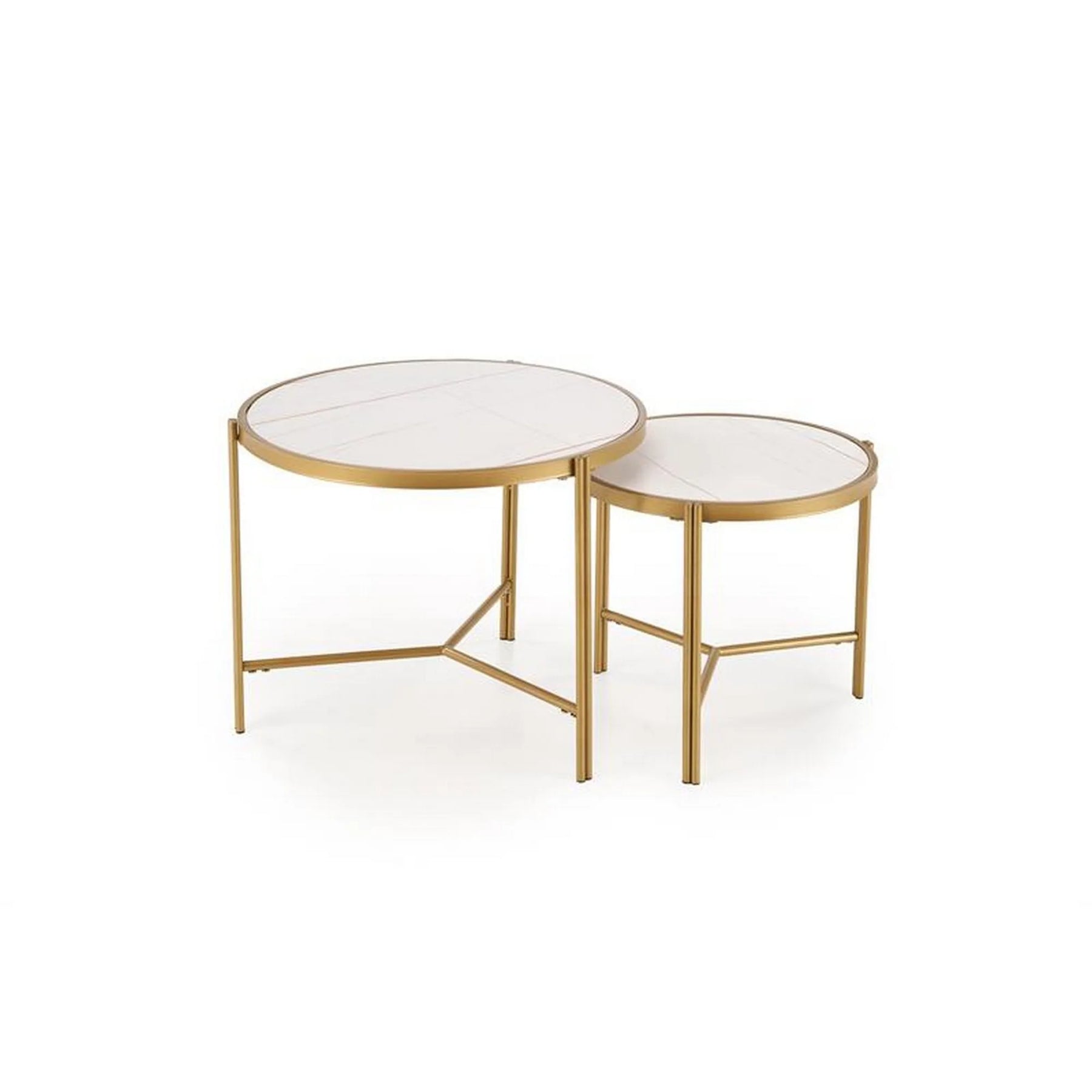 Set 2 masute cafea HOUSTON OCN-37047, alb/auriu