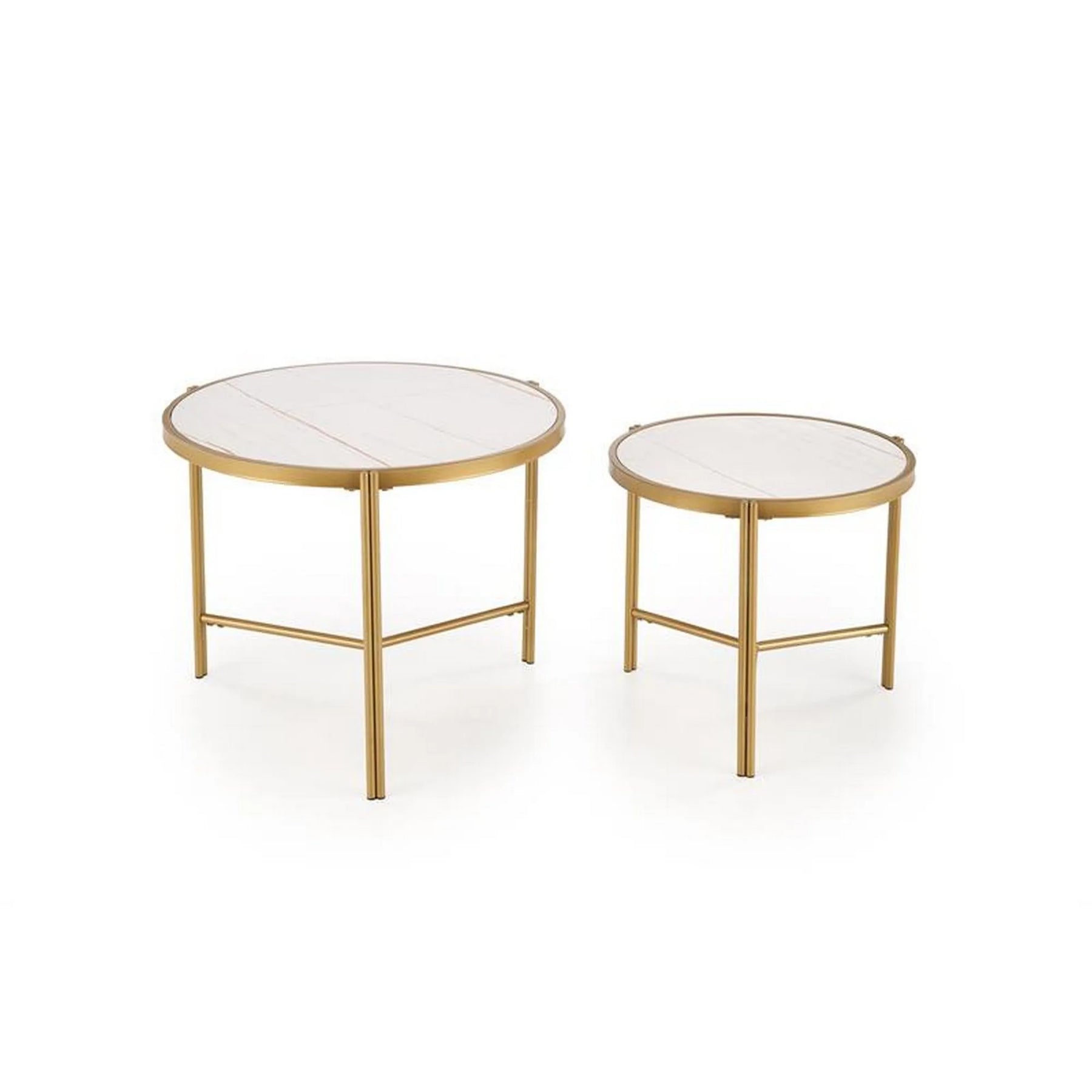 Set 2 masute cafea HOUSTON OCN-37047, alb/auriu