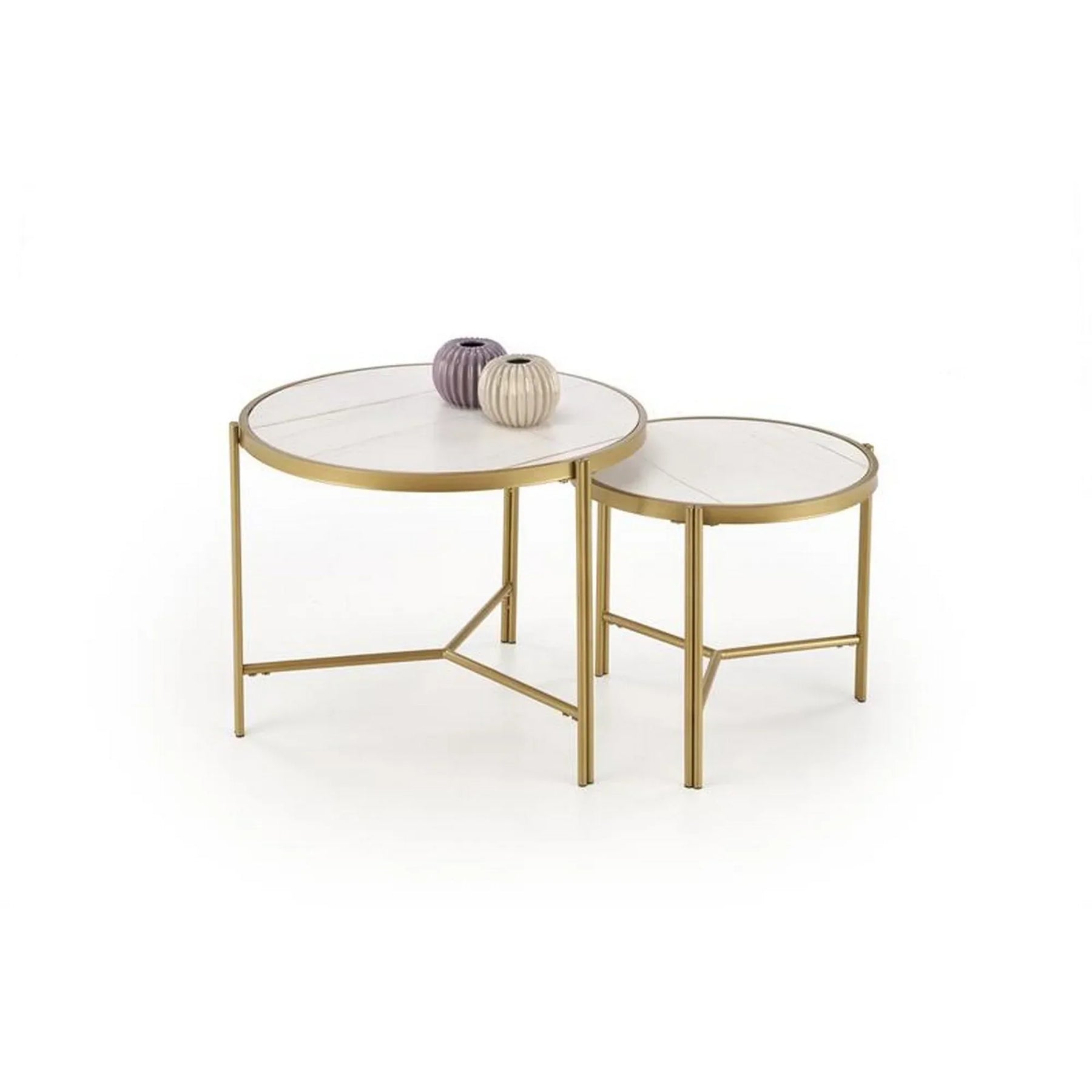 Set 2 masute cafea HOUSTON OCN-37047, alb/auriu