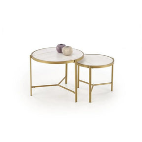 Set 2 masute cafea HOUSTON OCN-37047, alb/auriu
