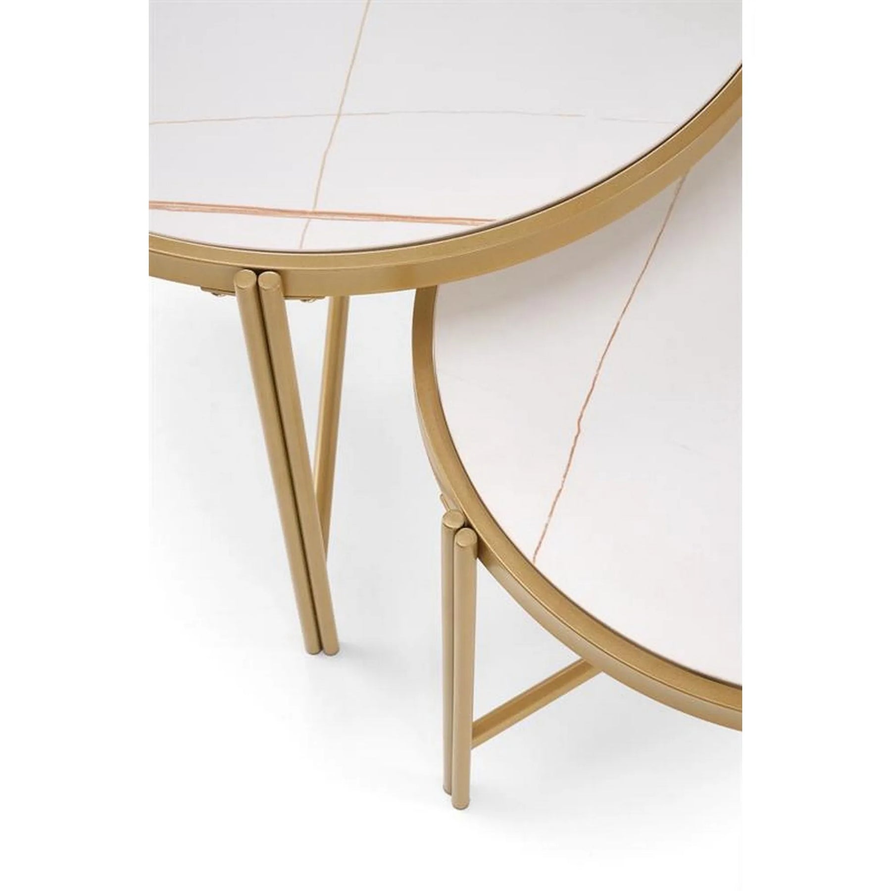 Set 2 masute cafea HOUSTON OCN-37047, alb/auriu
