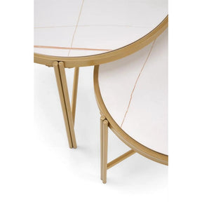 Set 2 masute cafea HOUSTON OCN-37047, alb/auriu
