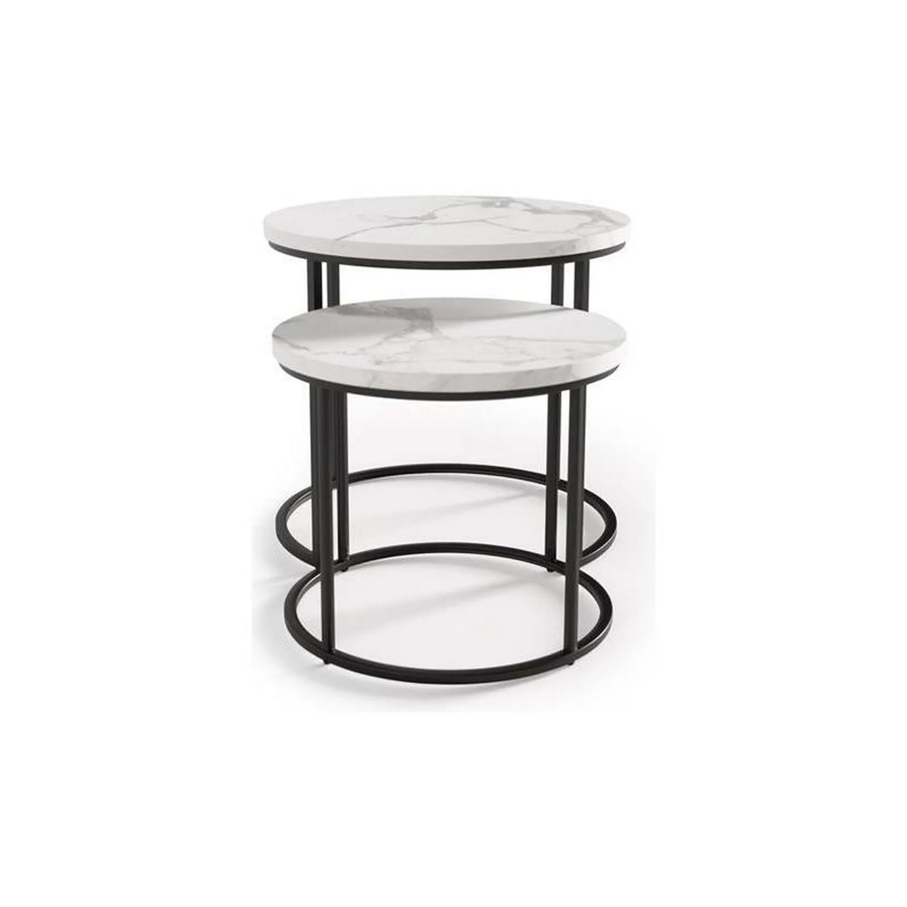 Set 2 masute cafea HOUSTON OCN-37055, alb/negru