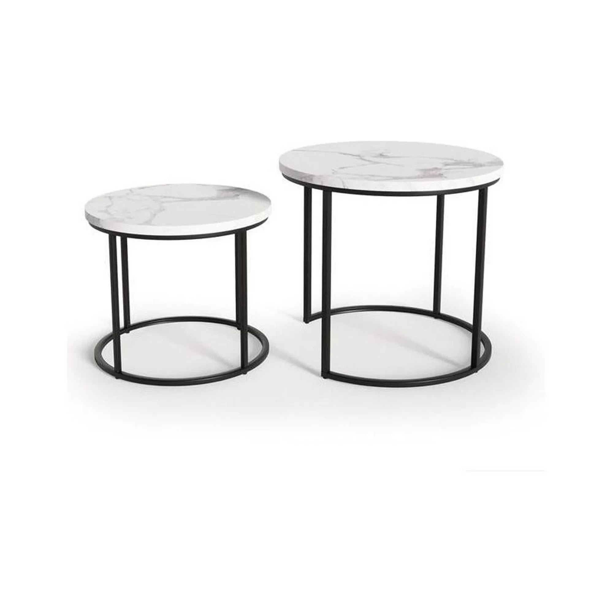 Set 2 masute cafea HOUSTON OCN-37055, alb/negru