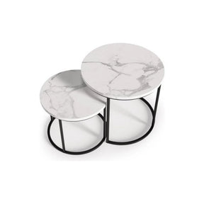 Set 2 masute cafea HOUSTON OCN-37055, alb/negru