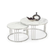 Set 2 masute cafea HOUSTON OCN-37060, alb/crom