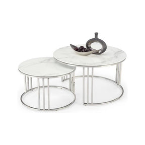 Set 2 masute cafea HOUSTON OCN-37060, alb/crom