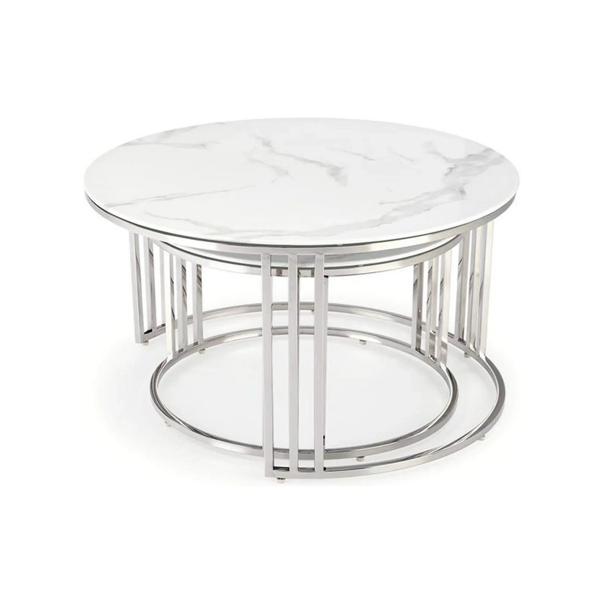 Set 2 masute cafea HOUSTON OCN-37060, alb/crom