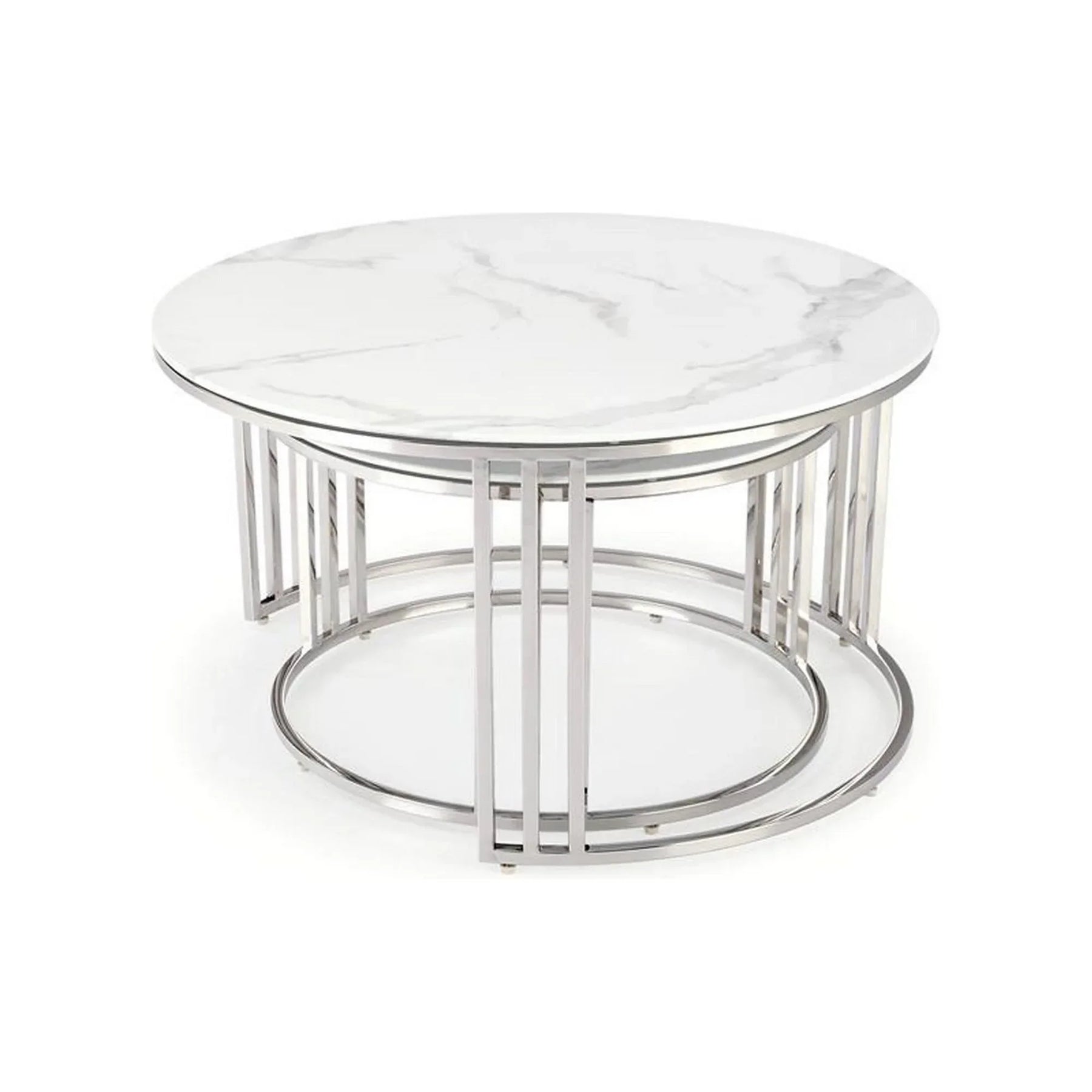 Set 2 masute cafea HOUSTON OCN-37060, alb/crom