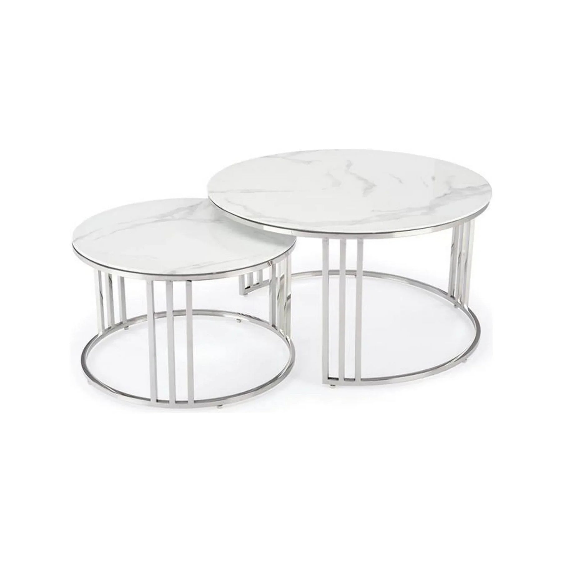 Set 2 masute cafea HOUSTON OCN-37060, alb/crom