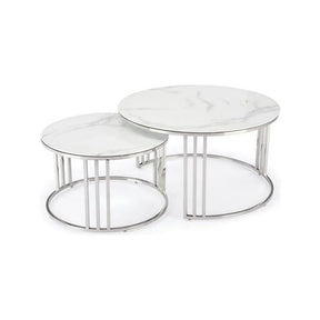 Set 2 masute cafea HOUSTON OCN-37060, alb/crom