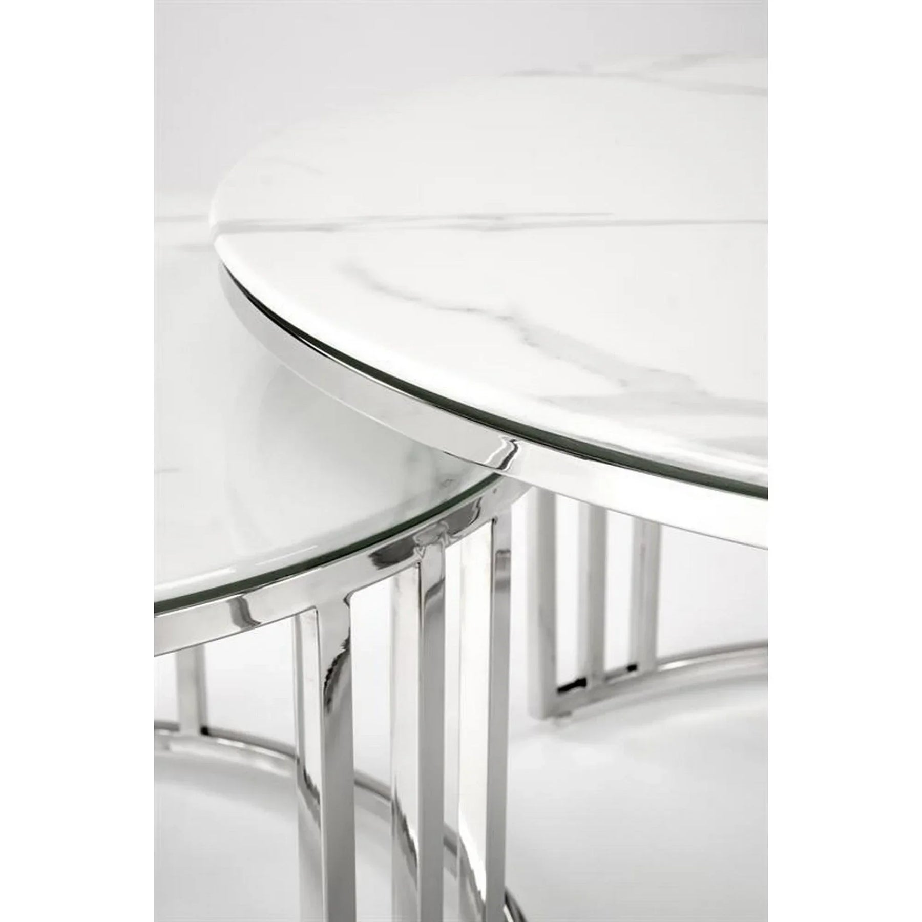 Set 2 masute cafea HOUSTON OCN-37060, alb/crom