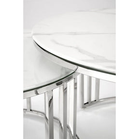 Set 2 masute cafea HOUSTON OCN-37060, alb/crom